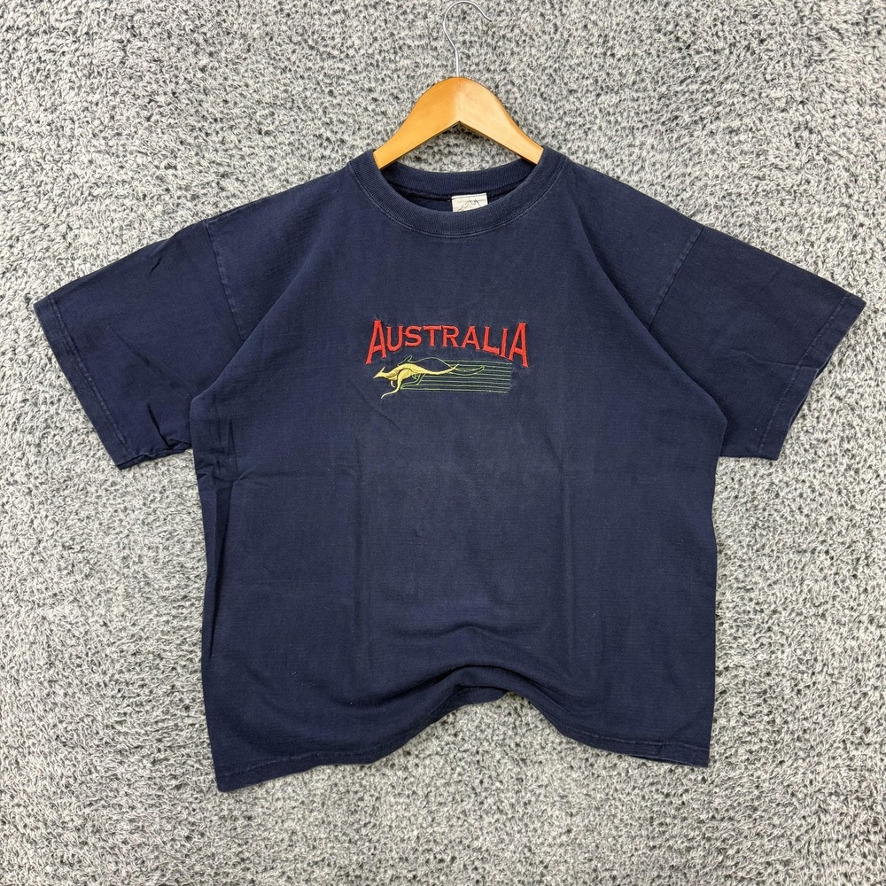 Vintage Australia Shirt Mens Large Blue Embroidered Kangaroo Graphic Tee L